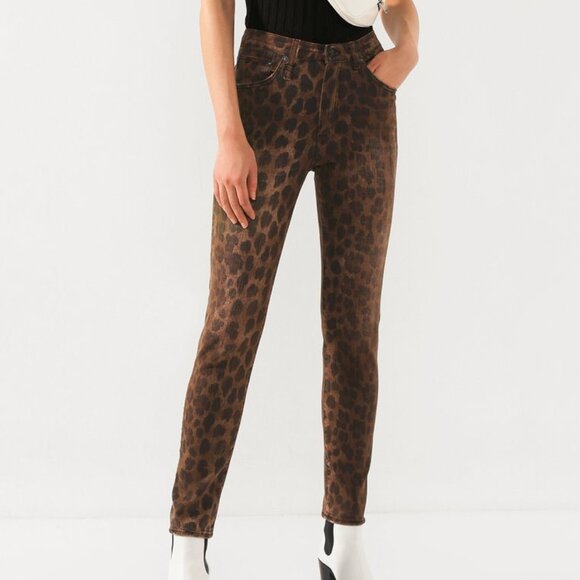 R13 PF/19 Leopard Print High-Rise Skinny Jeans - Picture 1 of 14